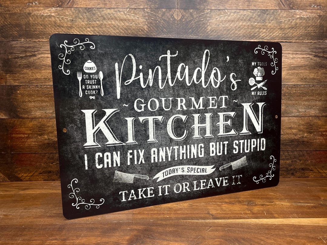 Custom Kitchen Sign, Rustic Black, Country Kitchen Metal Sign 12 X 18 ...