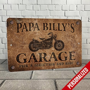 Motorcycle Garage Sign | Custom Biker Workshop | Personalized Gift for Bikers