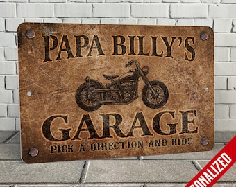 Personalized Motorcycle Garage Sign: Rusty Biker Workshop Decor