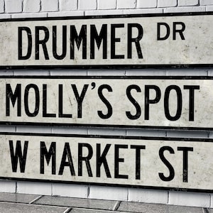 Custom White Street Sign, Distressed Metal Personalized Sign