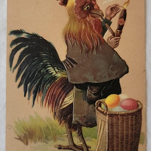 Early 1900's A Peaceful Easter Chick Riding In A Easter Egg Cart Vintage Postcard
