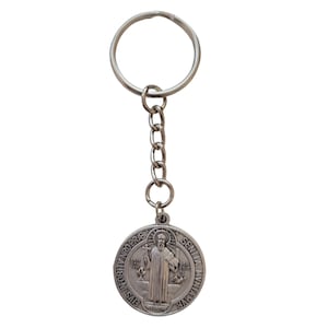 Saint Benedict Keychain with prayer card, St Benedict Medal Catholic, Gift for communion, St Benedict Keychain,party favors communion