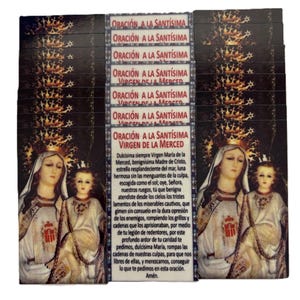 Our Lady of Mercy, Virgen de la Merced, Our Lady of Mercy Religious Holy Card with Prayer in Spanish (25 pcs)