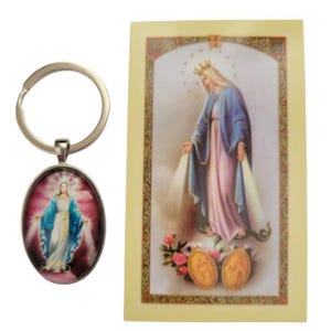 Schlüsselanhänger mit der Jungfrau Maria – Katholische Schlüsselanhänger-Medaille mit Gebet – Religiöses Geschenk für Männer und Frauen – Christliches Andachtsaccessoire für die Tasche