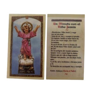 L'Enfant Christ, l'Enfant Divin, l'Enfant Jésus Carte religieuse religieuse avec prière, l'Enfant sacré (6 pièces)