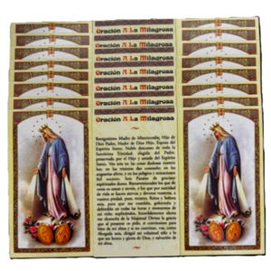 Cartão Santa Virgem Maria La Virgen Milagrosa Nossa Senhora com Oração em Espanhol (25 unidades)