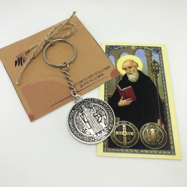 St Benedict keychain,St Benedict Medal,Prayer card St Benedict,Llavero  de San Benito,Accesorios Catolicos, Llavero de Proteccion