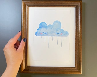 Cloudy Blue Guest Book Fingerprint Memory Art | Baby Shower, Birthday, Christening etc. | LouiseLundOlesenArt