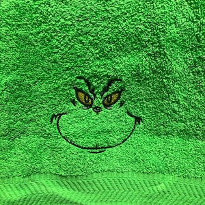 Grinch Bright Lime Green Terry Towel