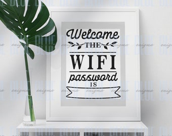 WiFi Password Sign SVG DXF png, Personalized Wifi Network Sign for Guests, Custom mini Sign for Airbnb, VRBO, Vacation Rental