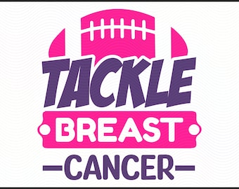 Tackle Breast Cancer SVG | Football Breast Cancer Awareness PNG, SVG, dxf | Pink Ribbon Cut File | Cricut, Silhouette, Digital Download