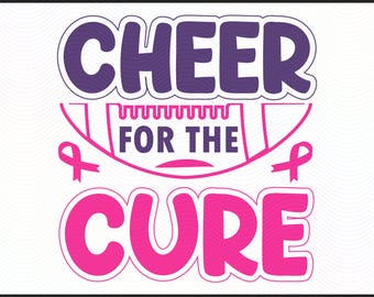 Cheer for the Cure SVG | Breast Cancer Awareness Football Cut File | Pink Ribbon PNG & DXF | Digital Download for Cricut, Silhouette