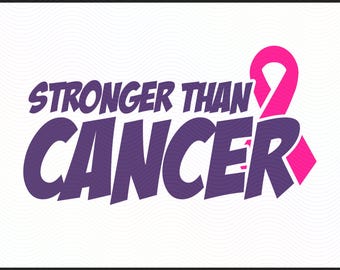 Más fuerte que el cáncer SVG / Archivo de corte de concientización sobre el cáncer de mama / Lazo rosa PNG, svg, DXF / Diseño inspirador sobre el cáncer para Cricut, Silhouette
