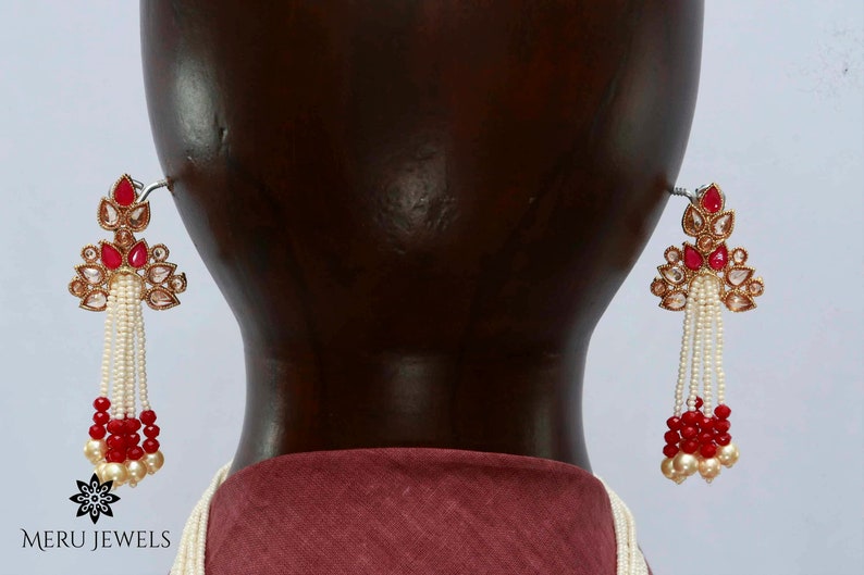 Meru Jewels Long Indian Necklace Set Indian Jewelry Necklace Set Wedding Jewelry Traditional Indian Necklace Set Necklaces for Women