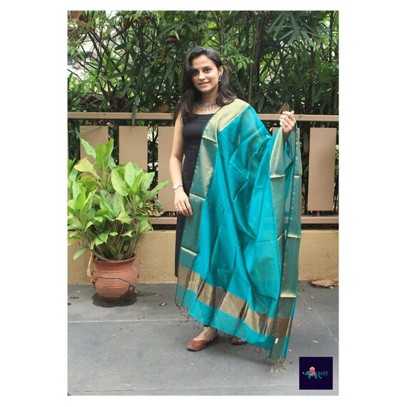 Reet Peacock Green Color Dupatta Zari Work Dupatta Peacock Etsy