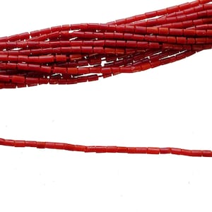 1 strand of Mediterranean Sardegna red coral gemstone 2.5-3 mm tube length 42 cm chain