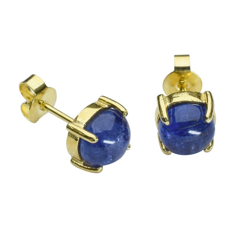 925 silver 18carat gold plated OG-5207 Bonaroca silver stud stud Tansanit gemstone Cabochon 7 mm