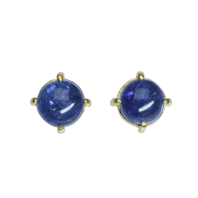 925 silver 18carat gold plated OG-5207 Bonaroca silver stud stud Tansanit gemstone Cabochon 7 mm
