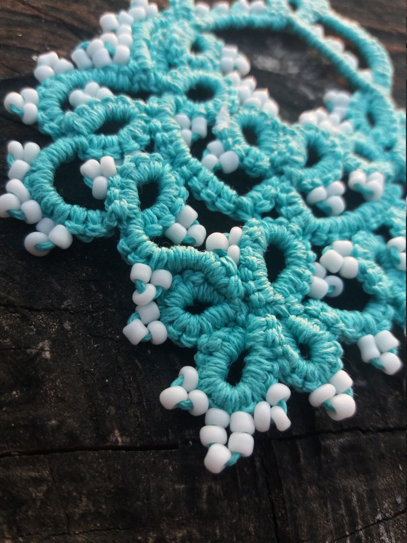 Turquoise beaded lace earrings Bridesmaid boho accessory
