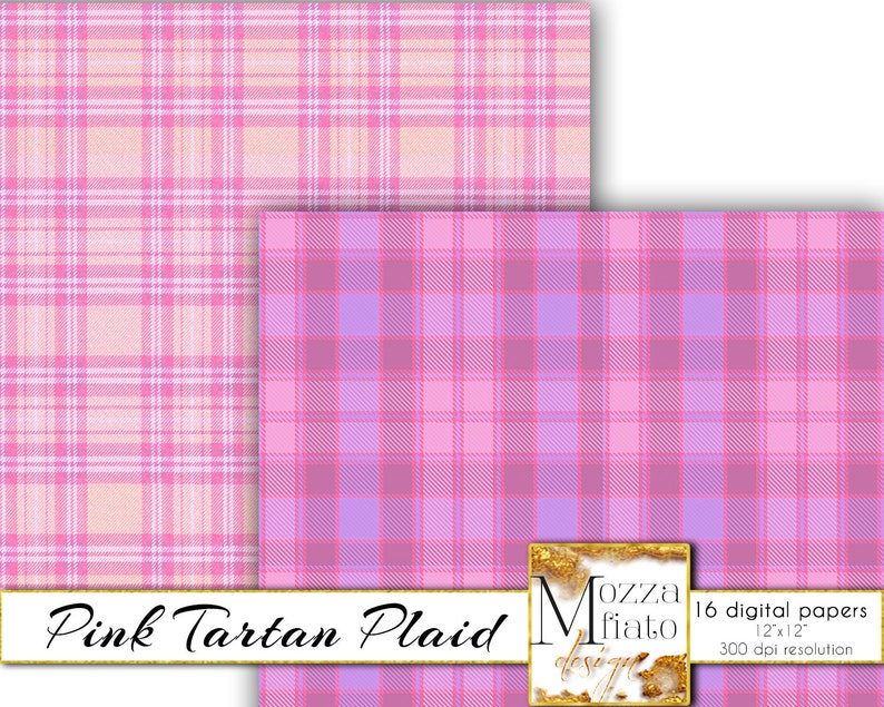Download Pink Plaid digital paper pack. Pink Pastel scrapbook paper ...