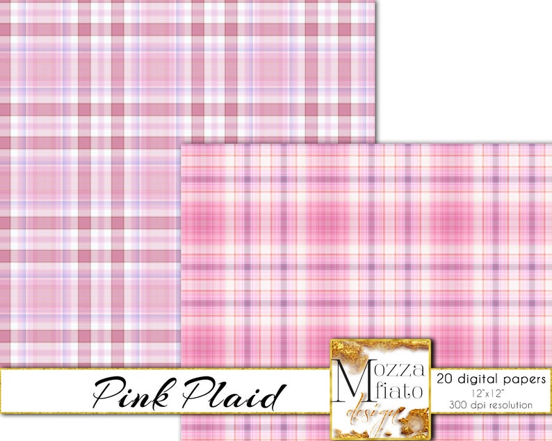 Download Pink Plaid digital paper pack. Pink Pastel scrapbook paper ...