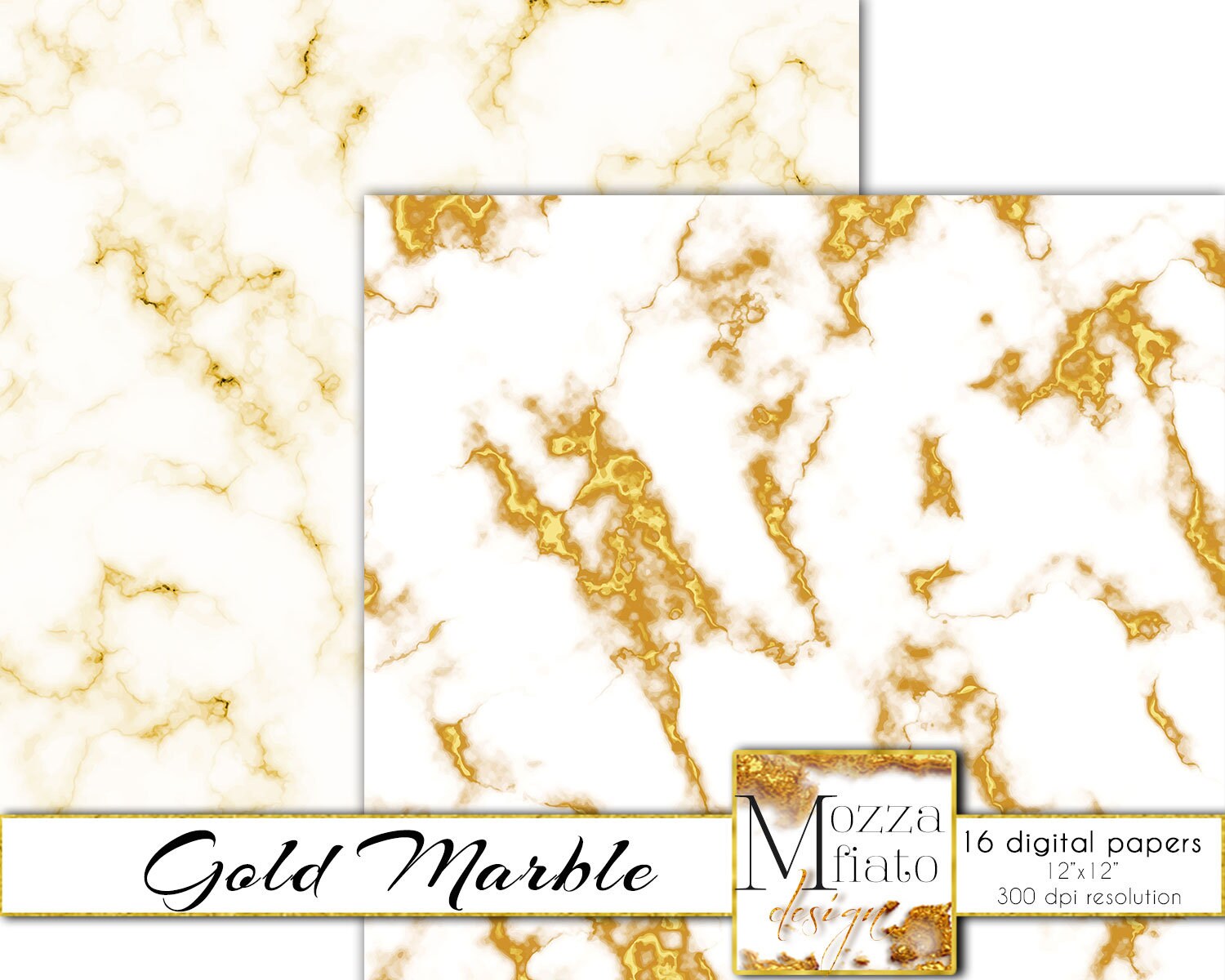Golden Marble digitale Papier-Set. Weißer Marmor und Gold | Etsy
