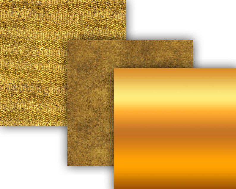 Gold Foil Digital Paper Pack Metallic Gold paper for Etsy