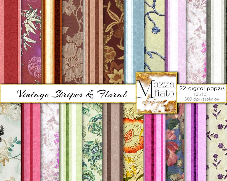 Electronic Common Floral Cloth Paper Pack, Traditional Stripe Flower printable sbooking paper, Aged Wallpaper Historical past Cloth Collage #016 image relating to Printable Fabric Paper titled Electronic Traditional Floral Cloth Paper Pack, Basic Stripe Flower printable sbooking paper, Outdated Wallpaper Historical past Cloth Collage #016