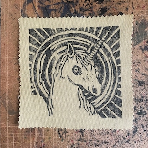 Linocut Unicorn Patch  Limited Edition