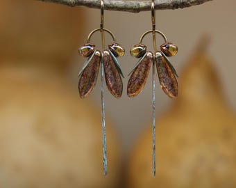Violet Dragonfly Dangles  *  Original Design by Firefly Earth and Sky  *  Quality Artisan Earrings