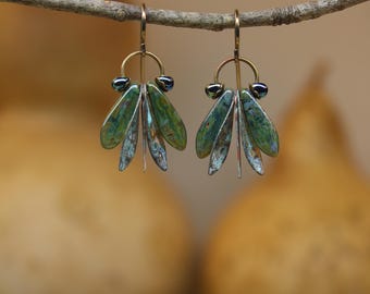 Emerald Swallowtail  *  Hand Crafted Insect Earrings  *  Interpretive Green Butterfly