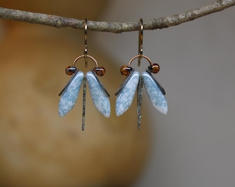 Blue Moth Earrings  *  Original Design by Firefly Earth & Sky  *  Interpretive Bug Jewelry