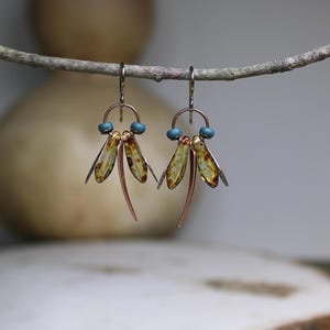 Dragonfly Dangles   Damselfly Earrings   Interpretive Art Jewelry