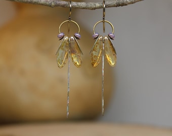 Topaz Dragonflies  *  Handmade Earrings by Firefly Earth and Sky  *  Insect Inspired Jewelry