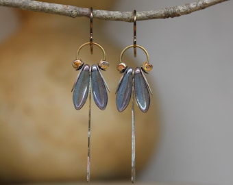 Smoky Blue Dragonfly Dangles  *  Original Design by Firefly Earth & Sky  *  Interpretive Insect Jewelry