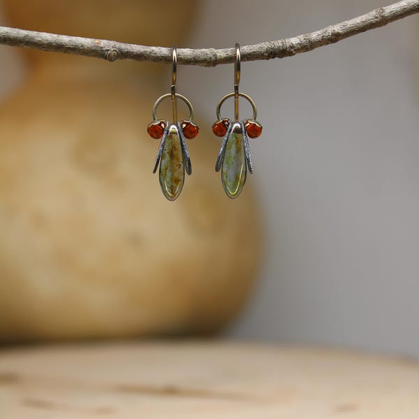 Tiny Firefly Dangles * Dainty Green Bugs * Original Design