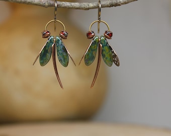 Deep Blue Green Damselfly Dangles  *  Interpretive Insect Jewelry  *  Handmade Nature Lover Gift
