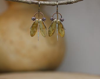 Milky Topaz Moths  *  Interpretive Bug Jewelry  *  Original Design by Firefly Earth & Sky