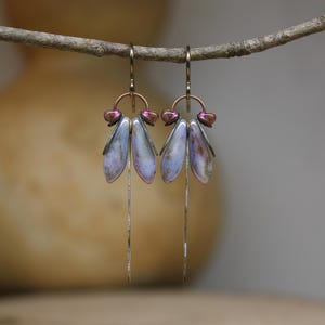 Lavender Dragonfly Dangles   *   Original Composition by Firefly Earth and Sky   *                                  Unique Insect Earrings