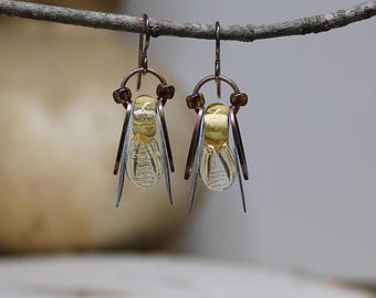 Cicade oorbellen interpretatief ontwerp insectensieraden natuur cadeau