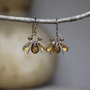 Sweet Dainty Honeybees Bug Jewelry Glass & Copper Dangles