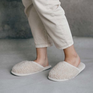 House slippers from wool, house shoes for women and men