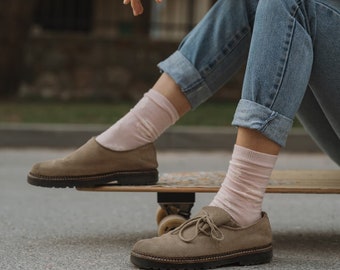 Pink wool socks for women and men, merino wool socks