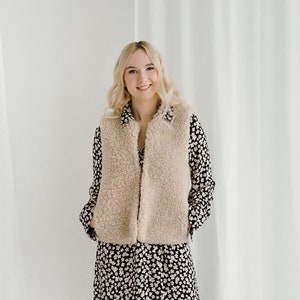 Gilet en laine mérinos, Pour femme, Cadeau parfait, Gilet marron clair, Idéal pour les activités de plein air et à porter à la maison