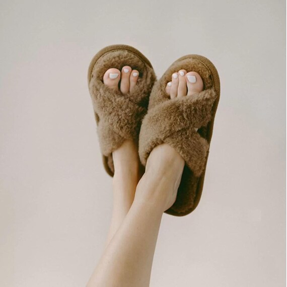 Gift of Comfort Handcrafted Bronze Crossed Woolen Slippers for Women Cozy Stylish and Handmade Etsy UK