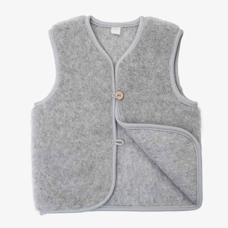 Gilet en laine mérinos, Pour les enfants, Cadeau parfait, Gilet gris, Idéal pour les activités de plein air et à porter à la maison image 2