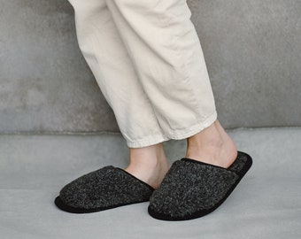 House slippers from wool, house shoes for women and men