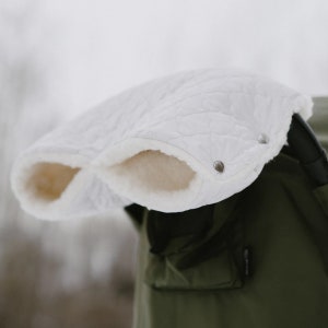 Handwärmer aus Merinowolle für Kinderwagen, Wasserdichtes Oberteil, Perfekt für die Wintersaison, Handwärmer in weißer Farbe Ideal für modische Mütter