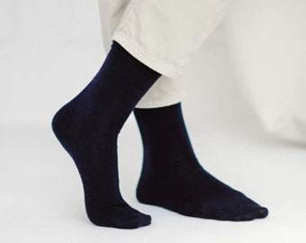 Blaue Farbe bequeme Wollsocken, geeignet für Frauen und Männer, perfektes Geschenk für alle Jahreszeiten, geeignet mit jedem Schuhwerk, ideal für aktive Menschen