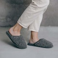 Anthracite merino wool house slippers, comfortable house shoes for women and men product logo